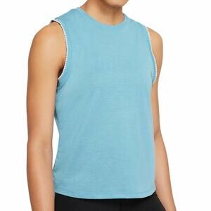 Nike Tank Top Yoga NWT Embroidered Sleeve Blue/White Womens Size Large